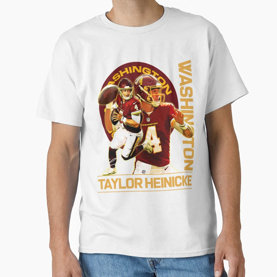Taylor Heinicke Football Signature 80S T-Shirt - Minimalist Print Unisex - T-Shirt, Sweatshirt, Hoodie