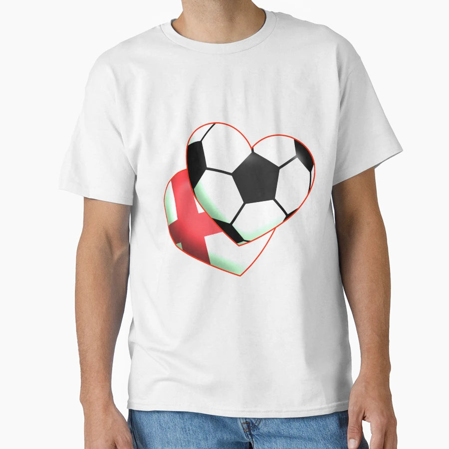 Football Heart England T-Shirt - Minimalist Print Unisex - T-Shirt, Sweatshirt, Hoodie