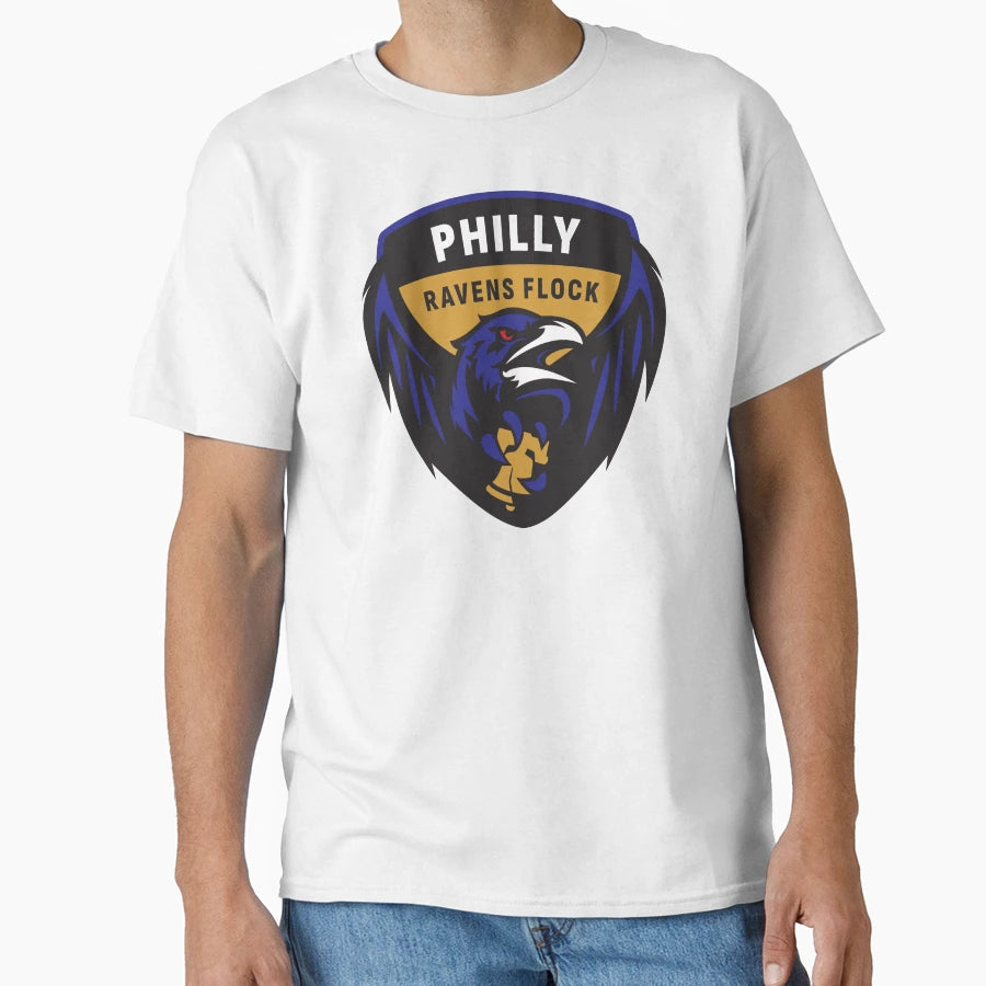 Philly Ravens Flock Logo Color T-Shirt - Graphic Print Men Women - T-Shirt, Sweatshirt, Hoodie