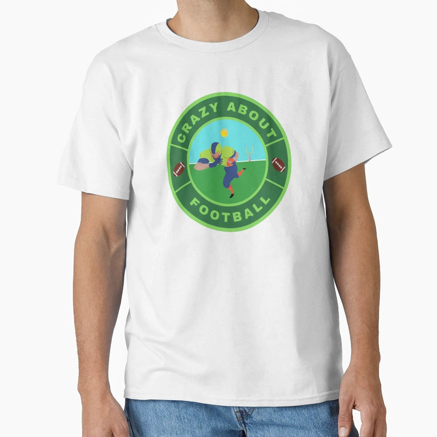 Crazy About Football T-Shirt - Minimalist Print for Adults - T-Shirt, Sweatshirt, Hoodie