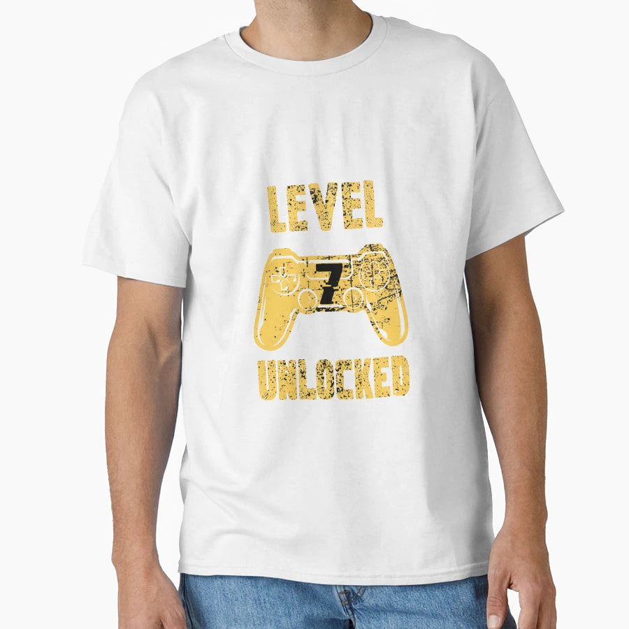 Level 7 Unlocked Funny Gaming Gaming T-Shirt - Aesthetic Graphic Men Women - T-Shirt, Sweatshirt, Hoodie
