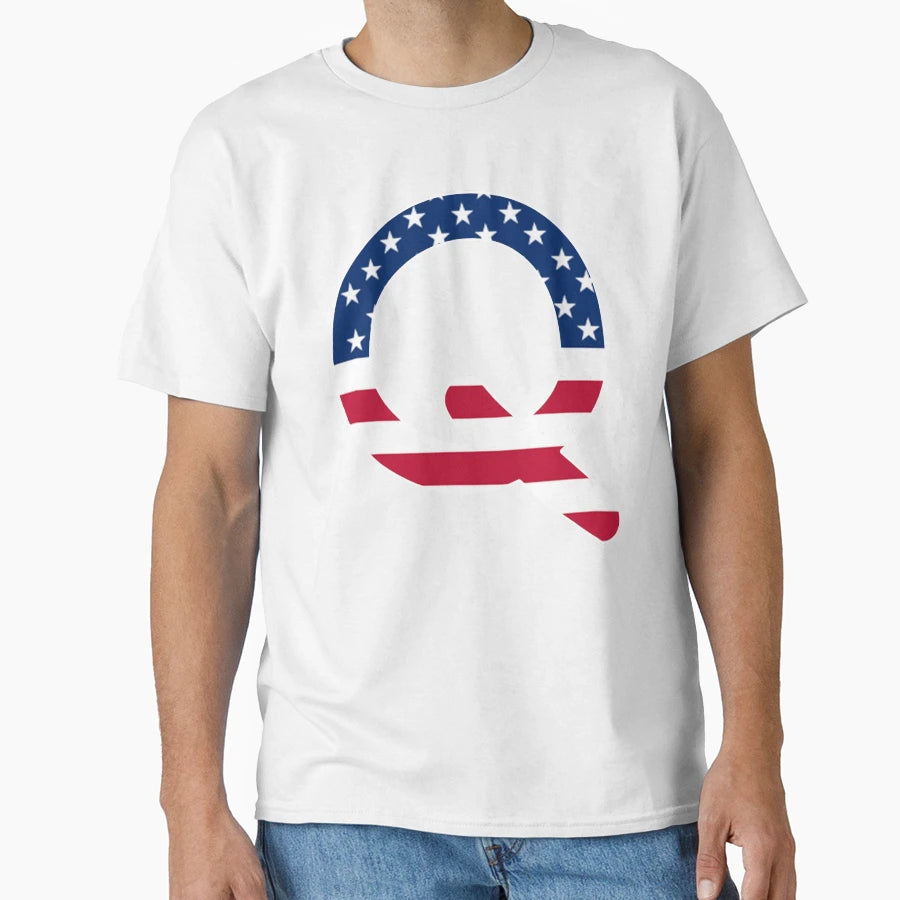 Letter Q Capital Alphabet American Flag Q T-Shirt - Unique Graphic Unisex - T-Shirt, Sweatshirt, Hoodie