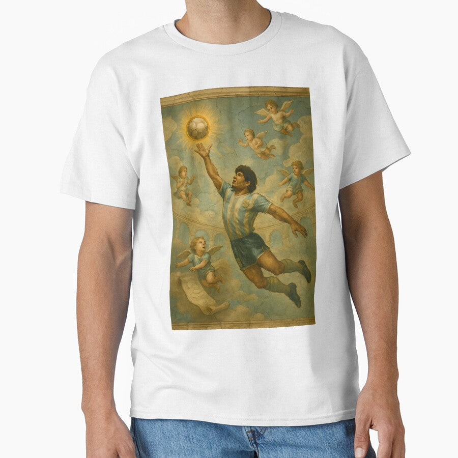 Maradona Hand of God Divine Fresco Football Poster by - Adult & Kids T-Shirts, Sweatshirts & Hoodies apparel design preview 1
