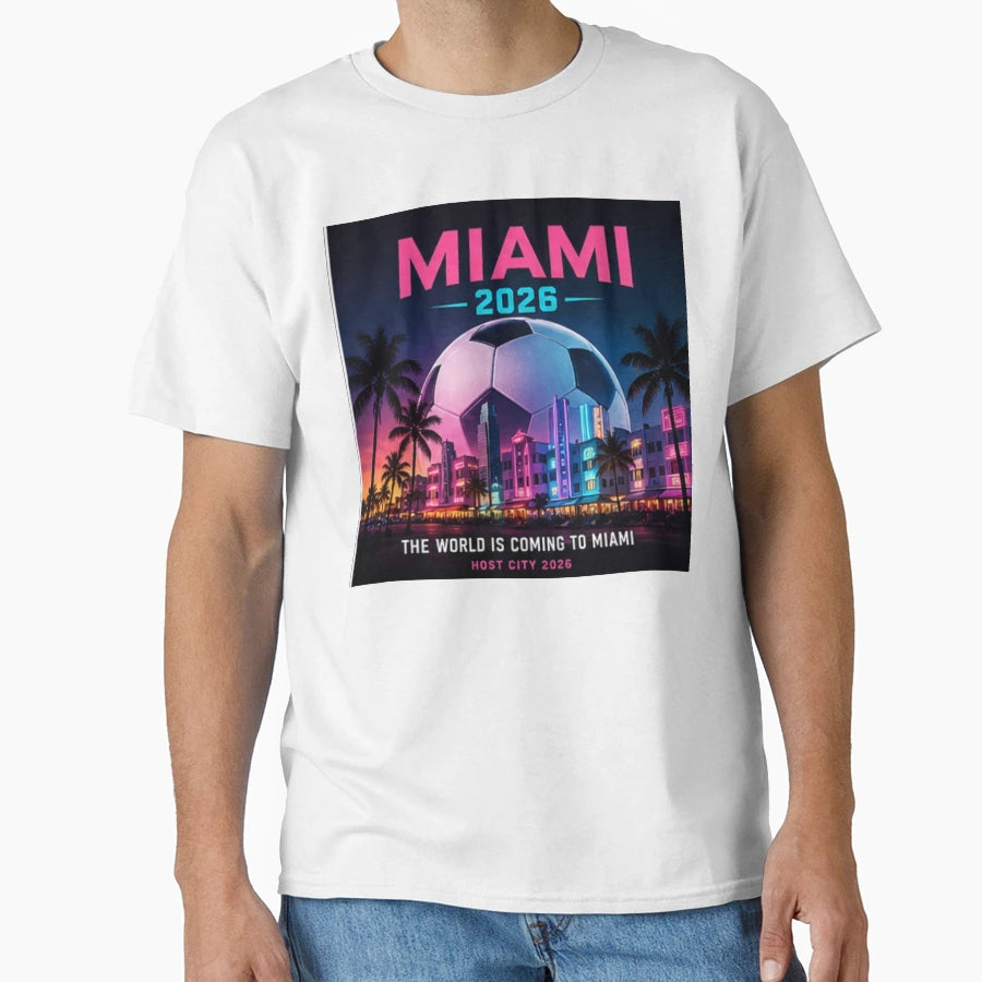 Miami 2026 Soccer Host City Neon Fan T-Shirt - Unique Graphic for Adults - T-Shirt, Sweatshirt, Hoodie