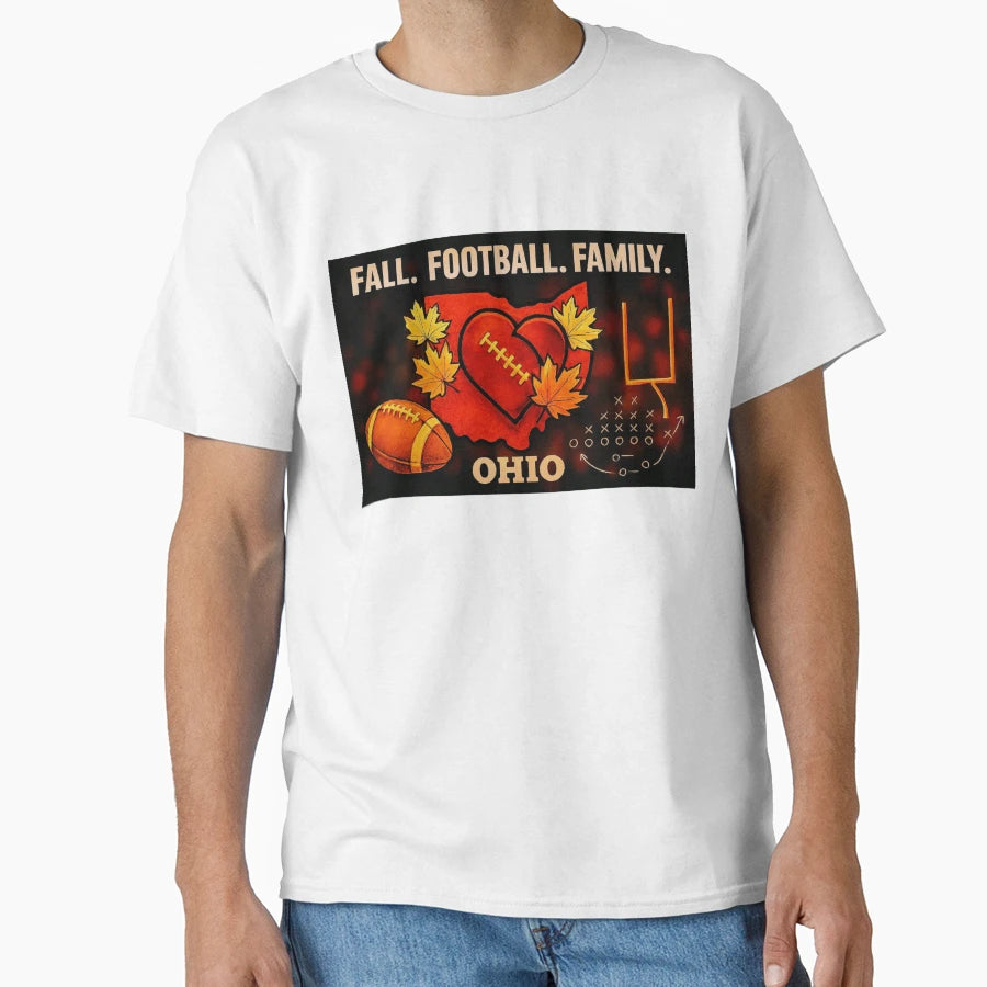 Fall Football Family Ohio T-Shirt - Custom Art Print Unisex - T-Shirt, Sweatshirt, Hoodie