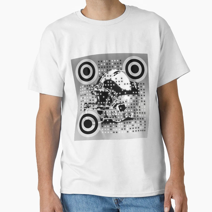 Silver Football Helmet Qr Code T-Shirt - Casual Everyday Wear Men Women - T-Shirt, Sweatshirt, Hoodie