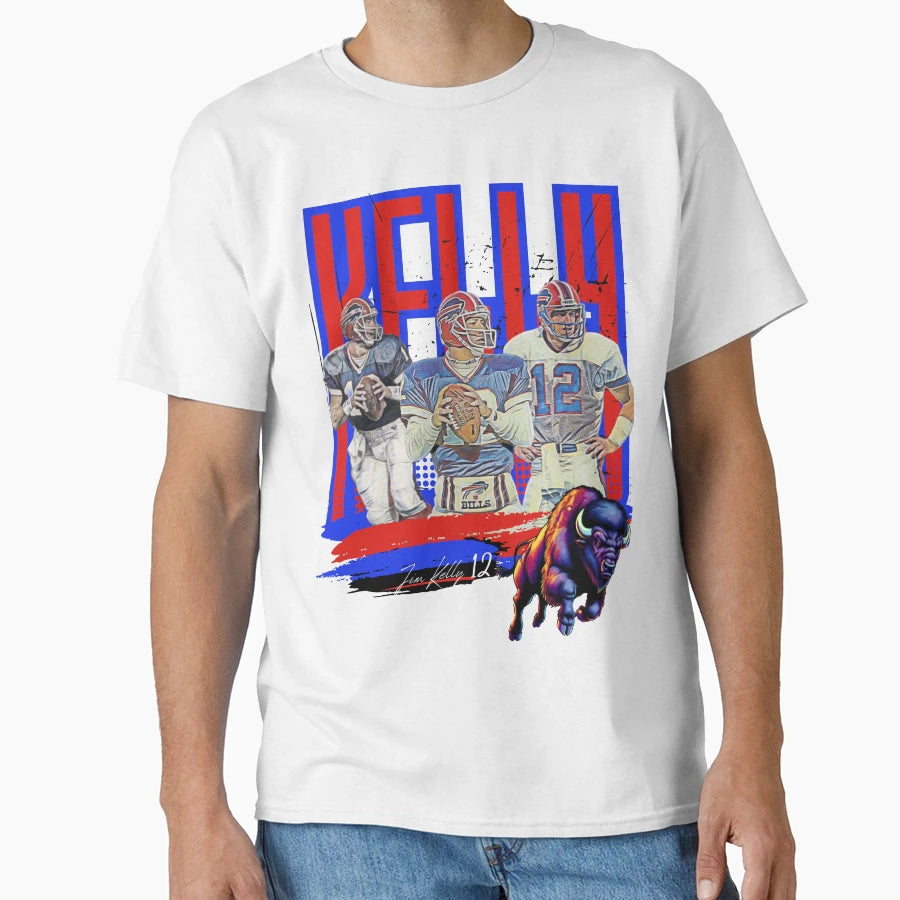Jim Kelly Buffalo Bills Legendary T-Shirt - Unique Graphic for Adults - T-Shirt, Sweatshirt, Hoodie