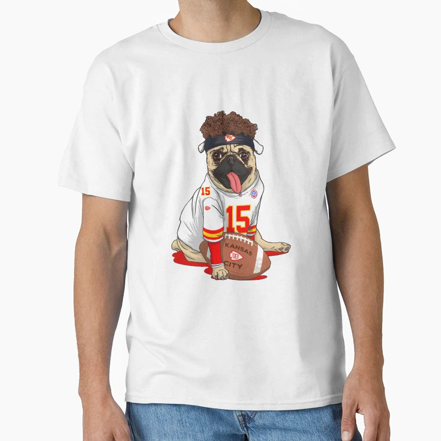 Kansas City Chiefs Funny Pug PM Nfl T-Shirt - Fun Novelty Design for Adults - T-Shirt, Sweatshirt, Hoodie