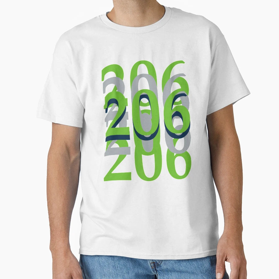 Seattle Area Code 206 Seahawks T-Shirt - Casual Everyday Wear for Adults - T-Shirt, Sweatshirt, Hoodie