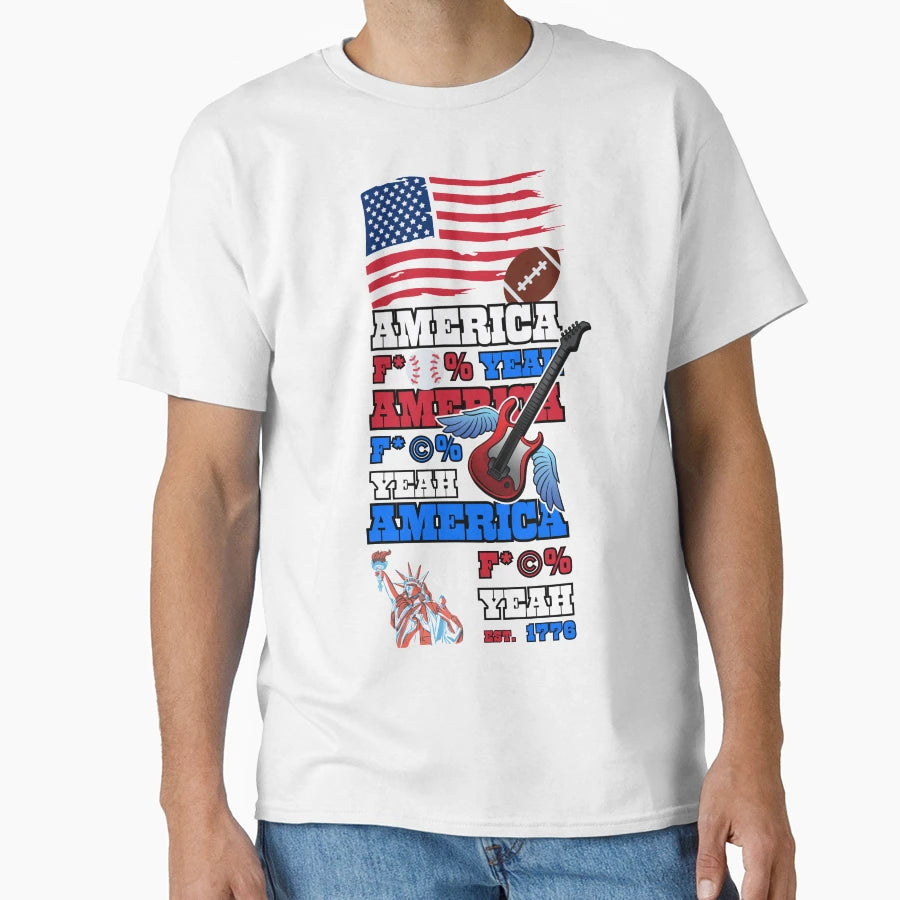 America F Yeah T-Shirt - Custom Art Print Unisex - T-Shirt, Sweatshirt, Hoodie