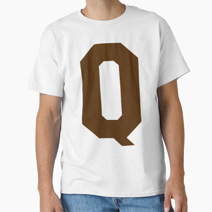 Alphabet Brown Q Sports Letter Q T-Shirt - Minimalist Print for Adults - T-Shirt, Sweatshirt, Hoodie