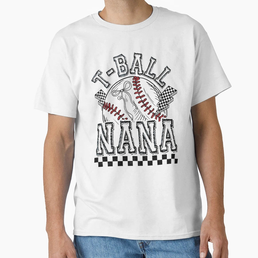 T Ball Nana Checkered Coquette T-Shirt - Streetwear Style for Adults - T-Shirt, Sweatshirt, Hoodie
