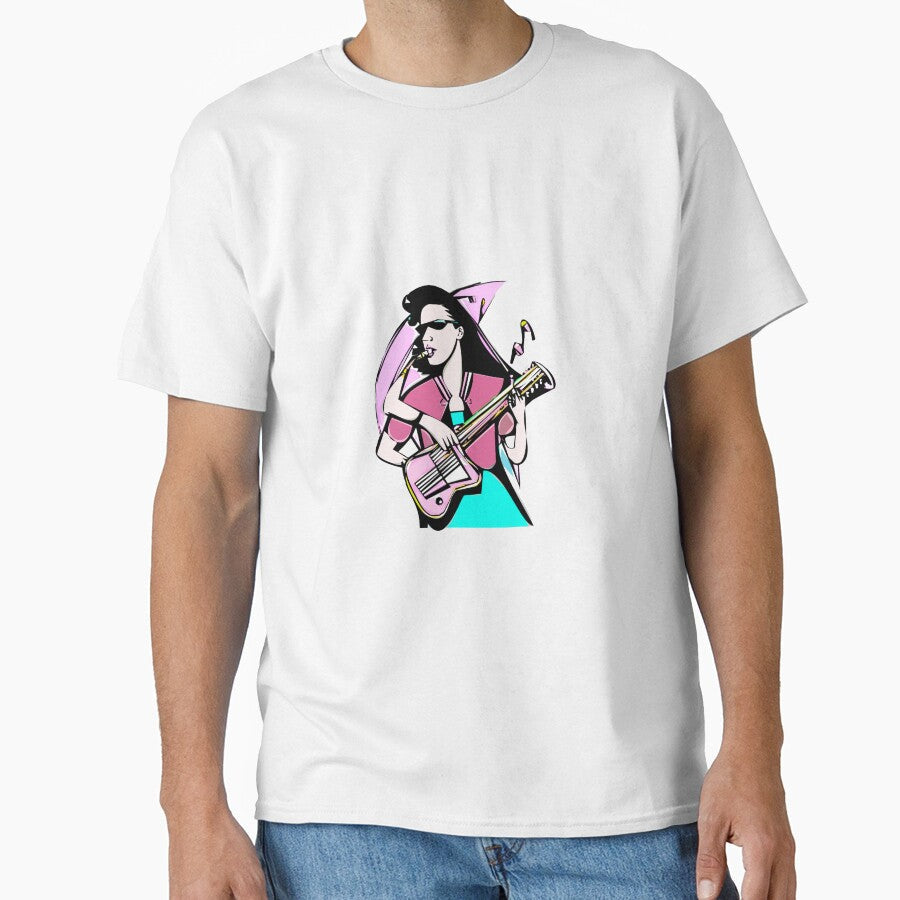 "The Guitar-Playing Woman in a Pink Blouse and - Adult & Kids T-Shirts, Sweatshirts & Hoodies apparel design preview 1