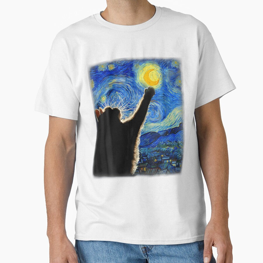 Van Gogh Starry Night Cat Classic Fit Lovermomdad - Adult & Kids T-Shirts, Sweatshirts & Hoodies apparel design preview 1