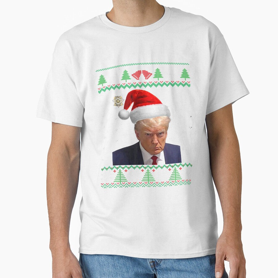 Official Donald Trump Mug Shot Ugly Christmas Crew - Adult & Kids T-Shirts, Sweatshirts & Hoodies apparel design preview 1
