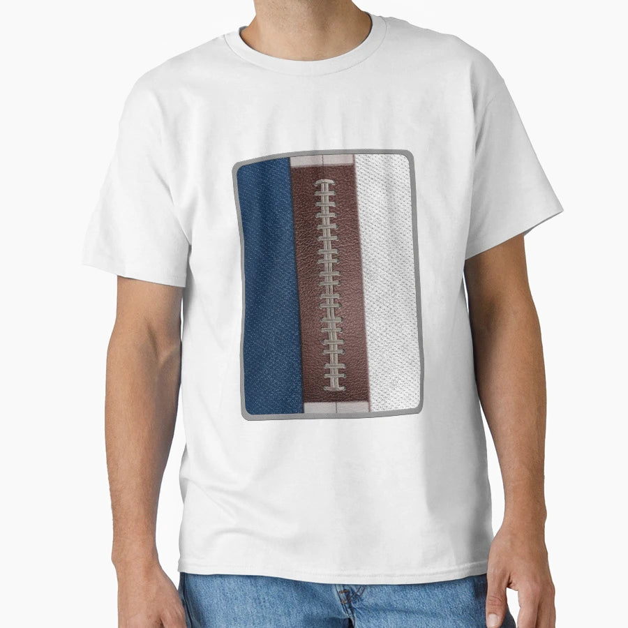 Football Blue And White Team Spirit Patch T-Shirt - Streetwear Style Unisex - T-Shirt, Sweatshirt, Hoodie