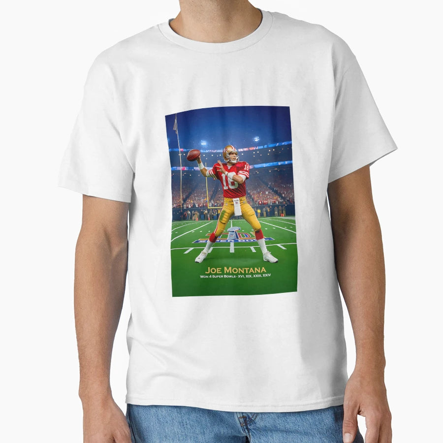 Joe Montana Won 4 Super Bowls T-Shirt - Unique Graphic for Adults - T-Shirt, Sweatshirt, Hoodie