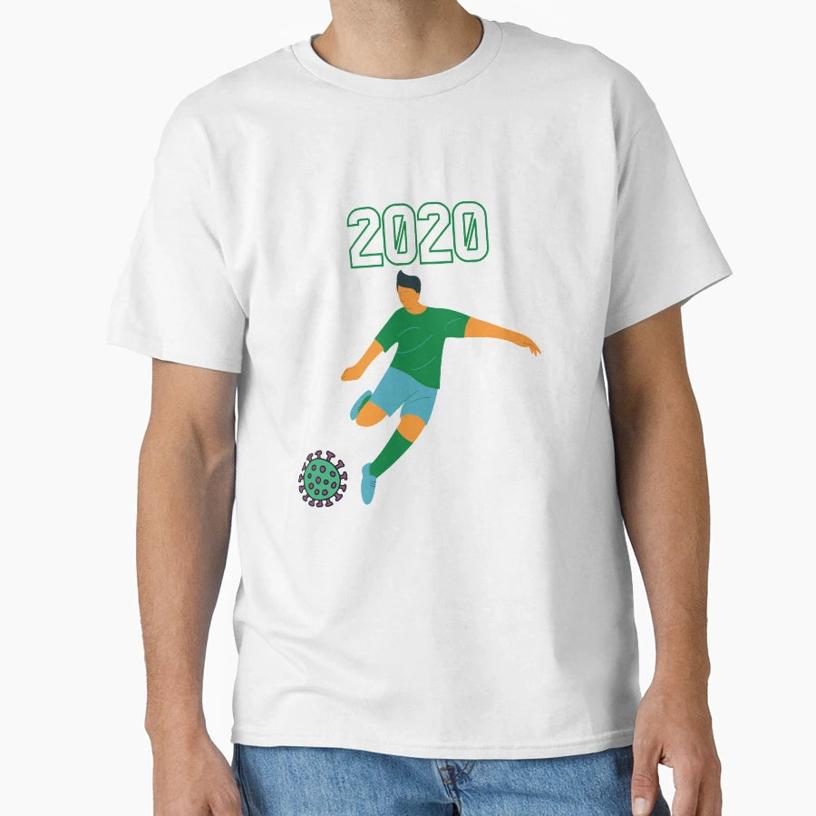 Soccer Player Kicks Corona Virus Away T-Shirt - Unique Graphic Unisex - T-Shirt, Sweatshirt, Hoodie