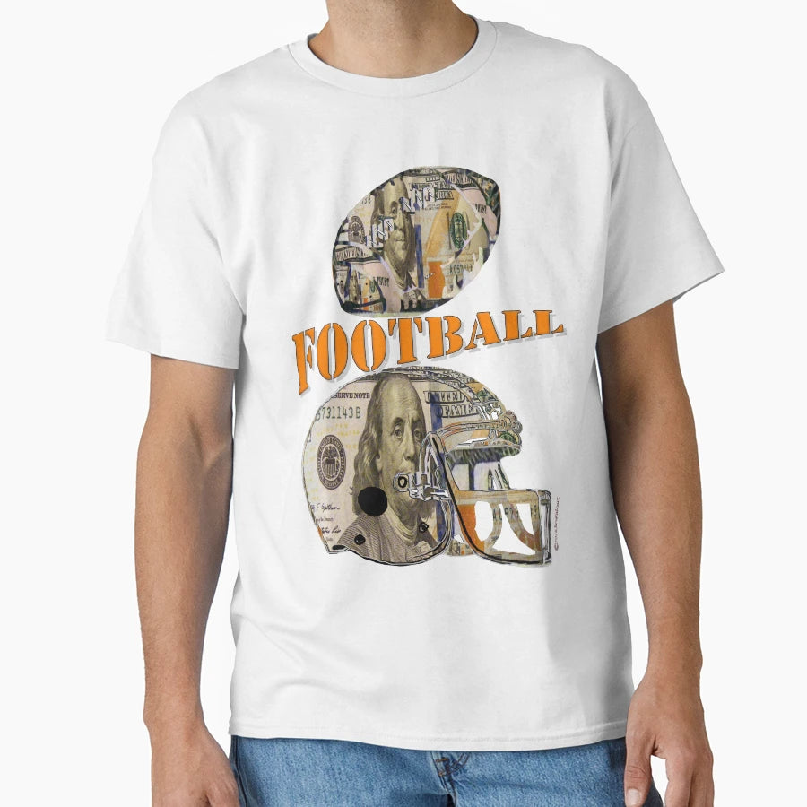 Football And Helmet Made Out Money T-Shirt - Trendy Graphic for Adults - T-Shirt, Sweatshirt, Hoodie