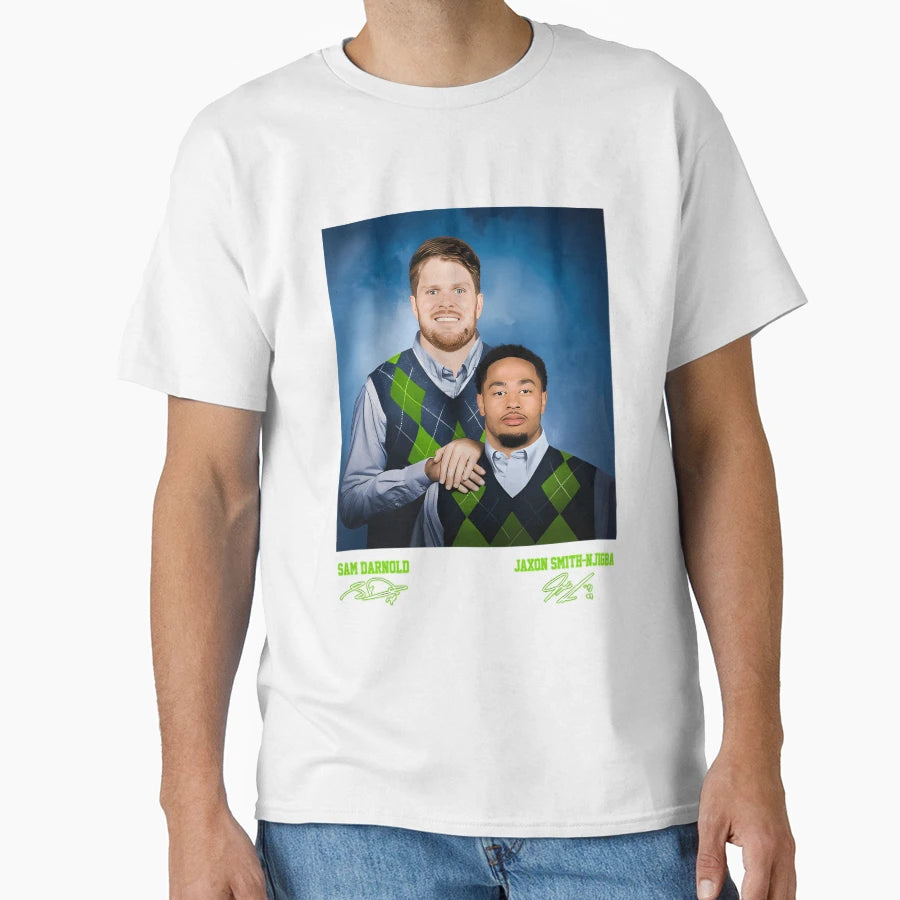 Sam Darnold Jaxon Smith Njigba T-Shirt - Custom Art Print Men Women - T-Shirt, Sweatshirt, Hoodie