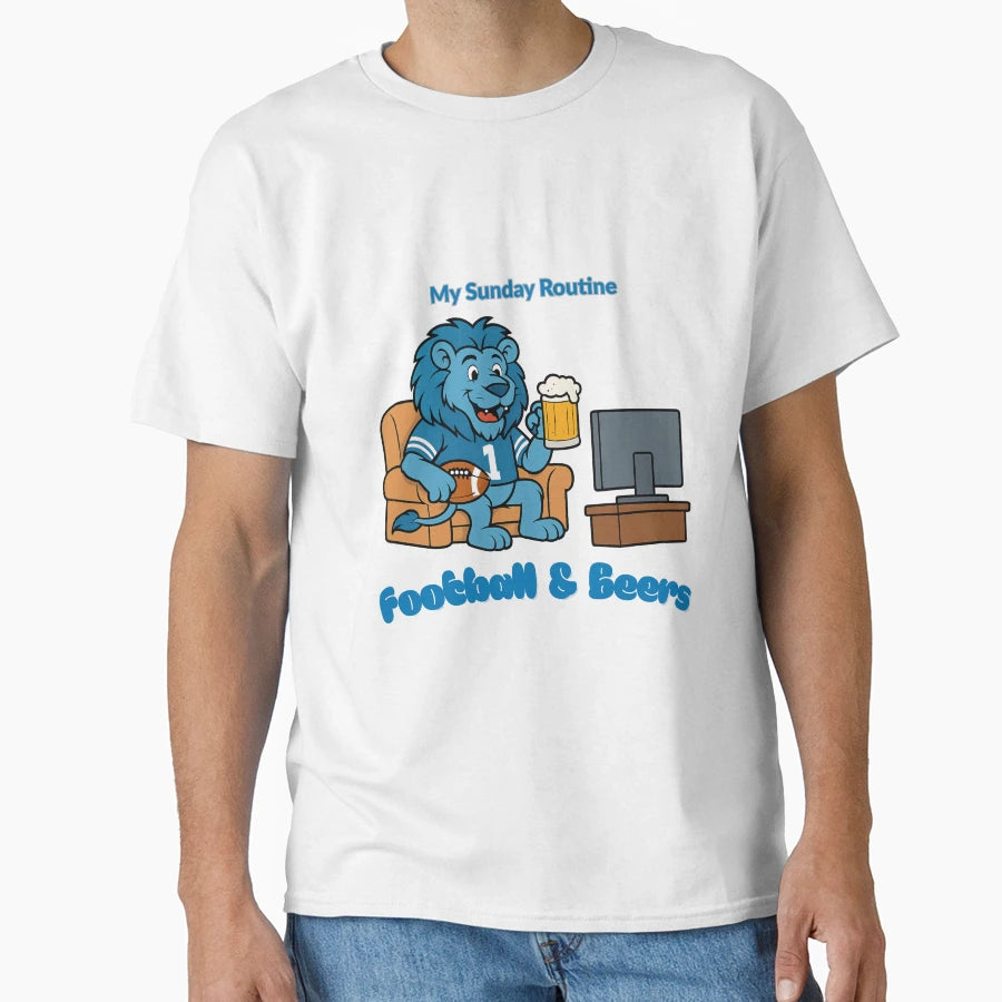 Detroit Lions My Sunday Routine Lion T-Shirt - Minimalist Print for Adults - T-Shirt, Sweatshirt, Hoodie