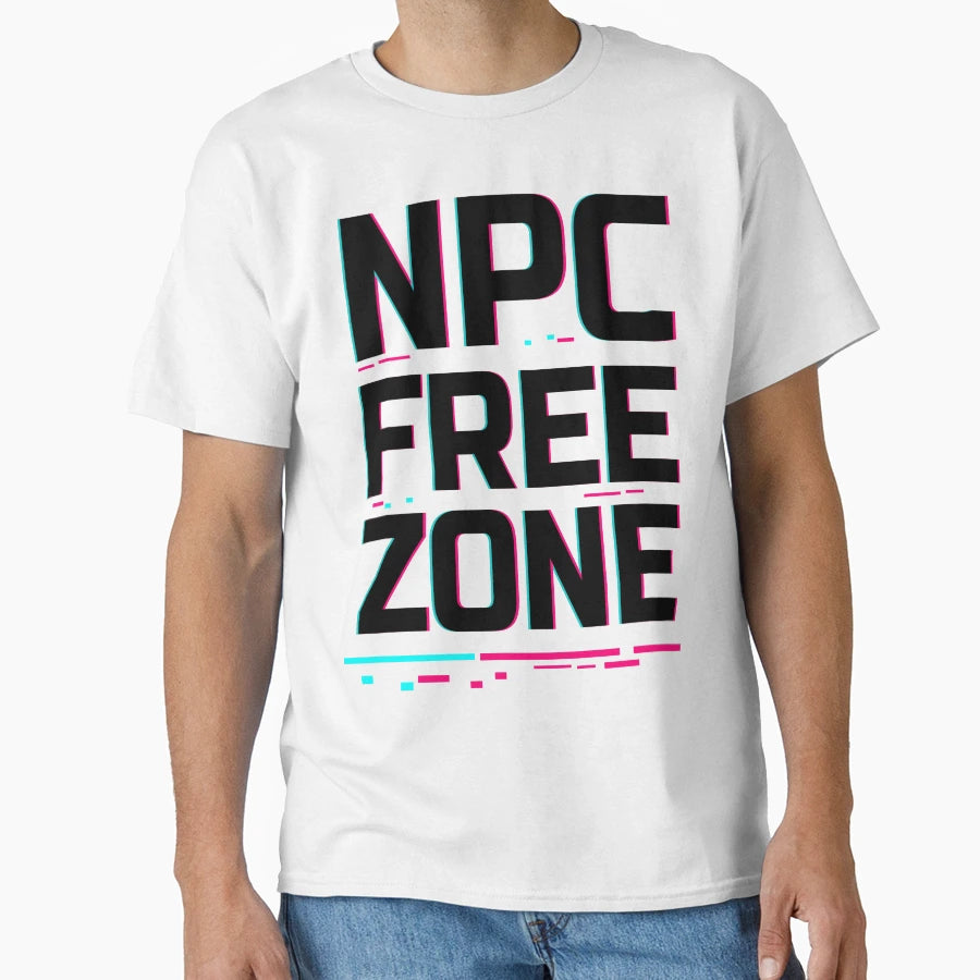 Npc Free Zone Cyberpunk Glitch T-Shirt - Aesthetic Graphic for Adults - T-Shirt, Sweatshirt, Hoodie