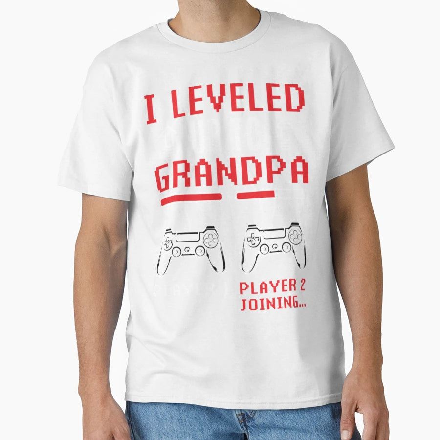 Leveled Up To Grandpa Promoted To T-Shirt - Minimalist Print Men Women - T-Shirt, Sweatshirt, Hoodie