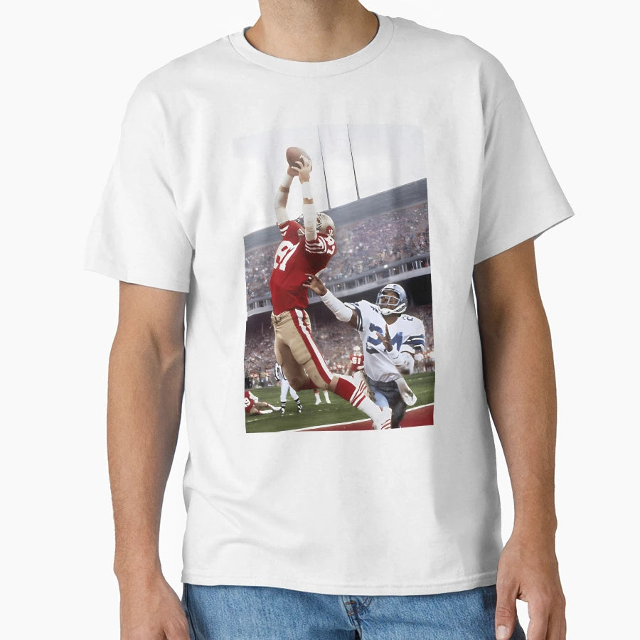 Catch Joe Montana To Dwight Clark T-Shirt - Fun Novelty Design for Adults - T-Shirt, Sweatshirt, Hoodie