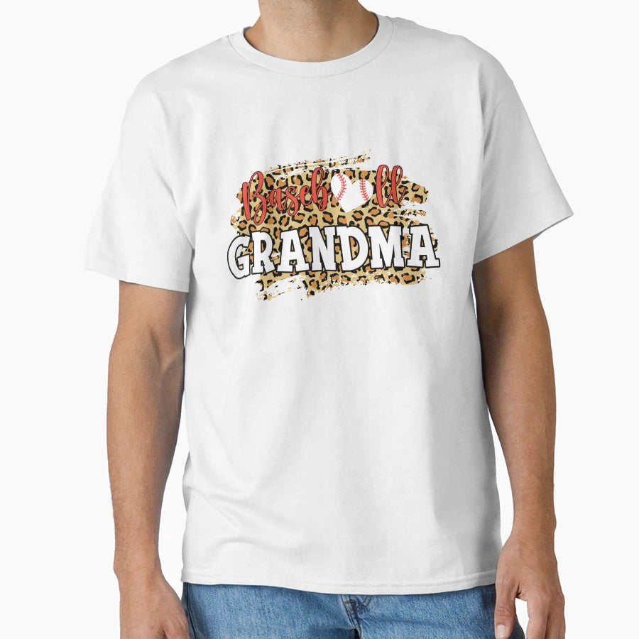 Baseball Grandma Leopard Funny Softball T-Shirt - Unique Graphic Unisex - T-Shirt, Sweatshirt, Hoodie