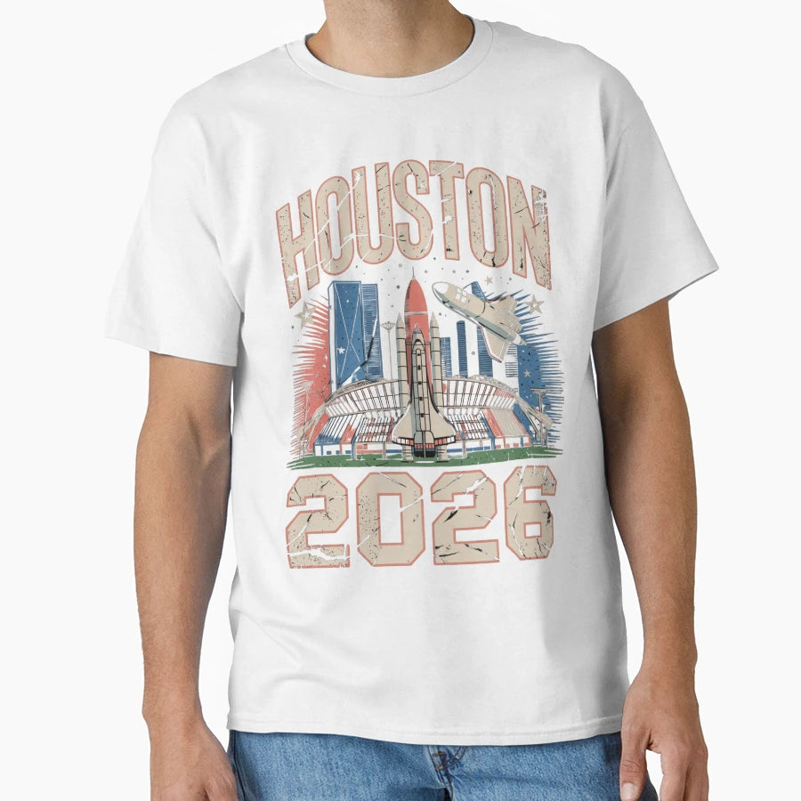 Houston 2026 Space Shuttle Football T-Shirt - Streetwear Style for Adults - T-Shirt, Sweatshirt, Hoodie