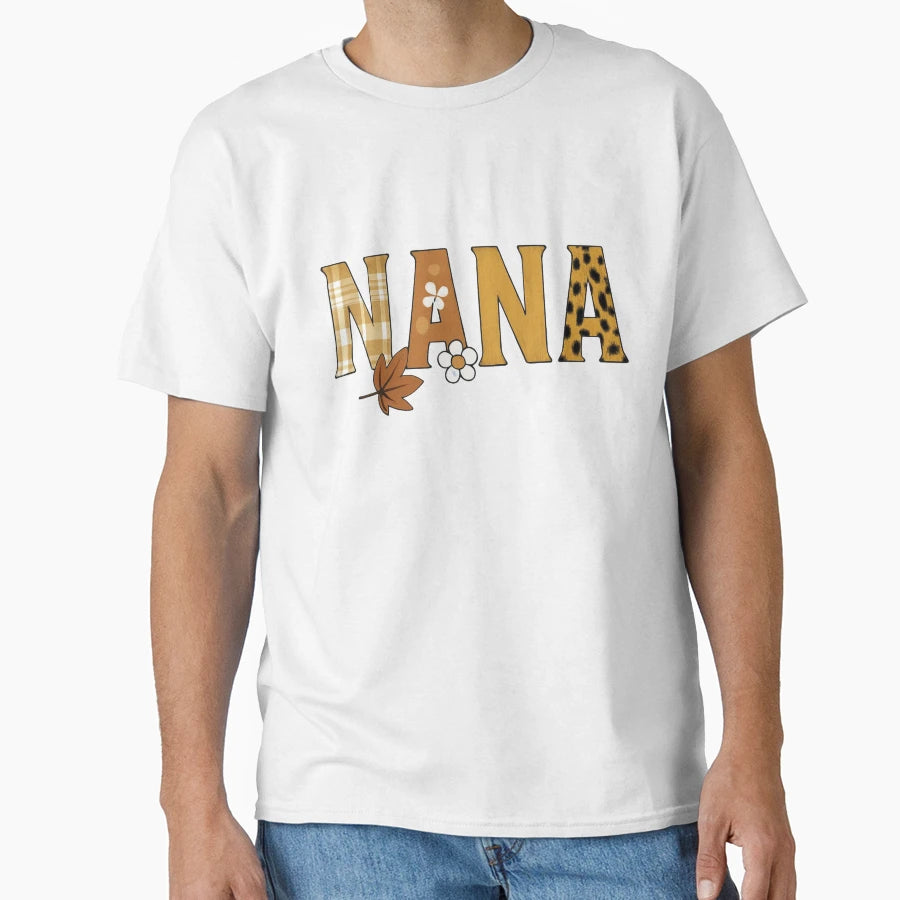 Nana Autumn Themed Letter Artwork Plaid T-Shirt - Trendy Graphic Men Women - T-Shirt, Sweatshirt, Hoodie