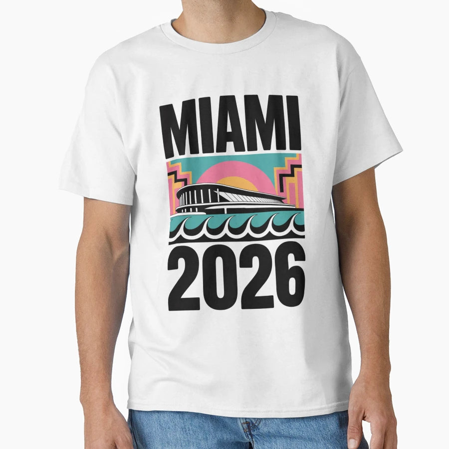 Miami 2026 Ocean Wave Football V22 T-Shirt - Custom Art Print Unisex - T-Shirt, Sweatshirt, Hoodie