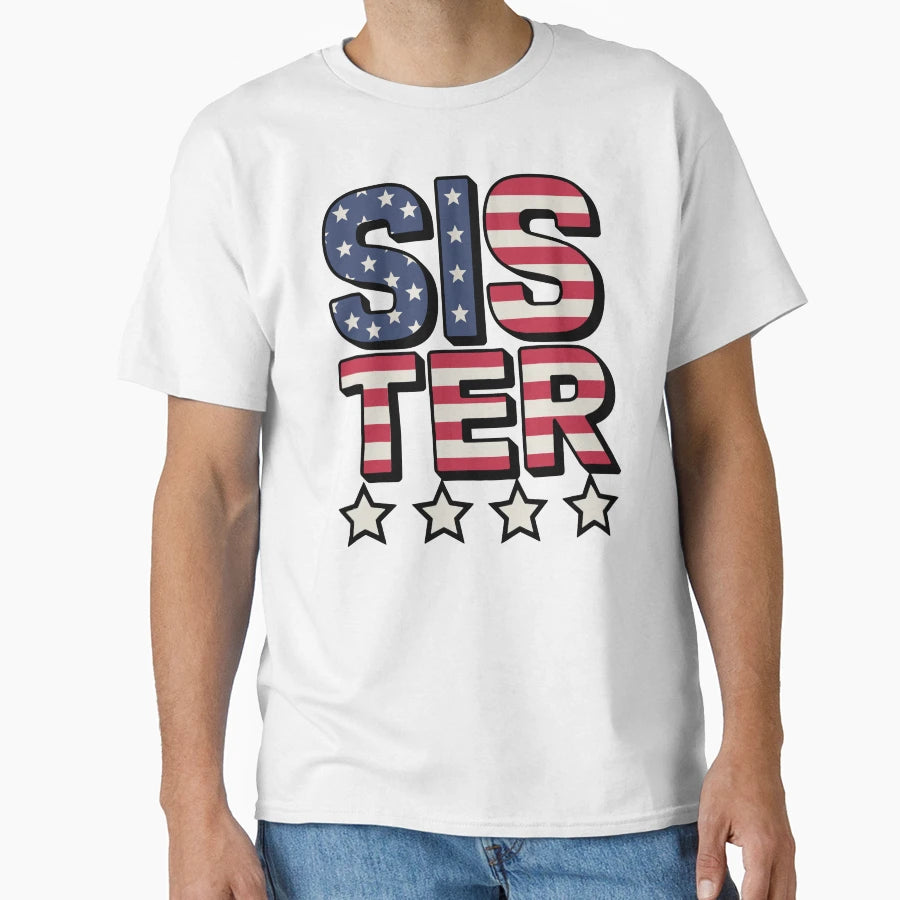 Usa Sister T-Shirt - Trendy Graphic for Adults - T-Shirt, Sweatshirt, Hoodie