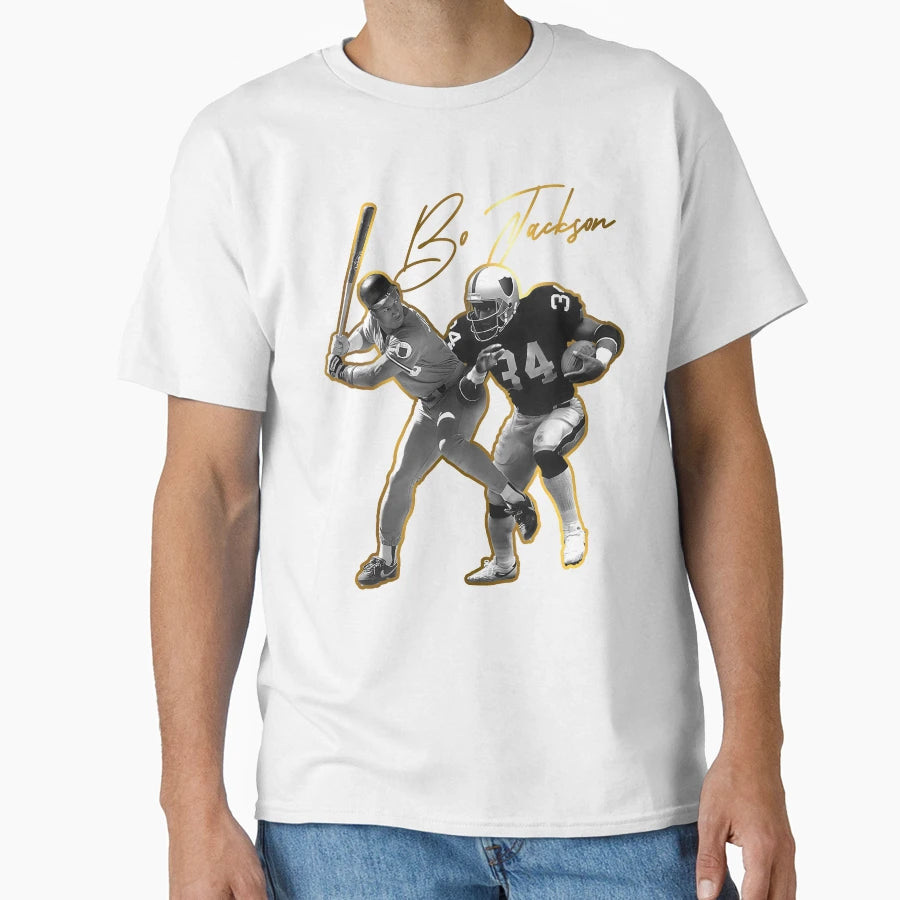 Bo Jackson Gold Tribute T-Shirt - Custom Art Print Unisex - T-Shirt, Sweatshirt, Hoodie