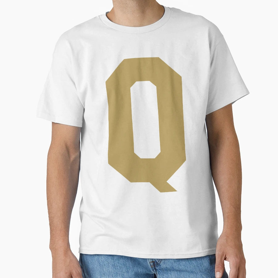 Alphabet Gold Q Sports Letter Q T-Shirt - Minimalist Print Men Women - T-Shirt, Sweatshirt, Hoodie