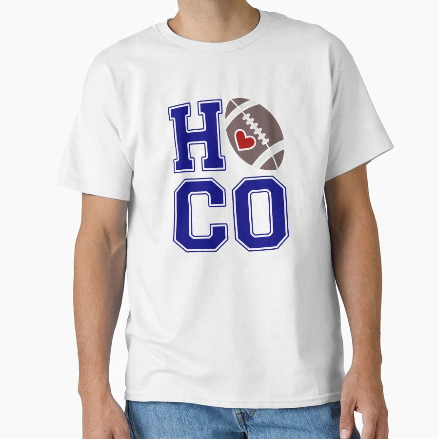 Hoco Football Heart Varsity Spirit T-Shirt - Custom Art Print Unisex - T-Shirt, Sweatshirt, Hoodie