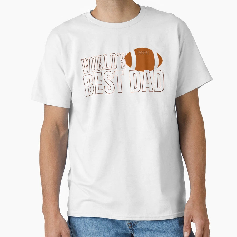 Simple Worlds Best Dad Typography Football T-Shirt - Unique Graphic Unisex - T-Shirt, Sweatshirt, Hoodie