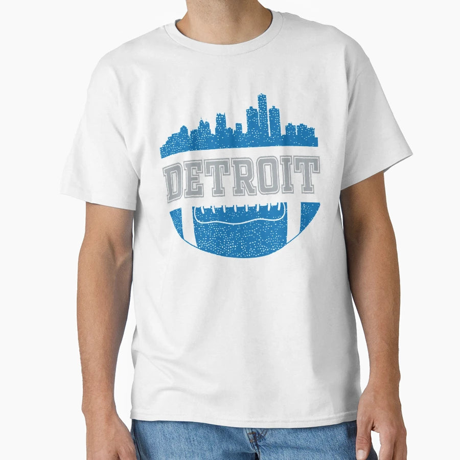 Lions Football Fan Detroit Skyline T-Shirt - Trendy Graphic for Adults - T-Shirt, Sweatshirt, Hoodie