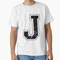 Initial Letter J Black Jersey Sports T-Shirt - Novelty Apparel Men Women - T-Shirt, Sweatshirt, Hoodie