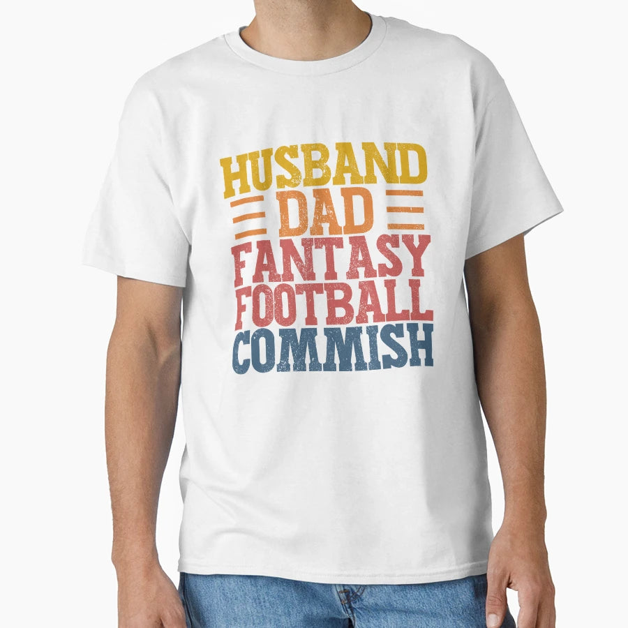 Husband Dad Fantasy Football Commish T-Shirt - Custom Art Print for Adults - T-Shirt, Sweatshirt, Hoodie