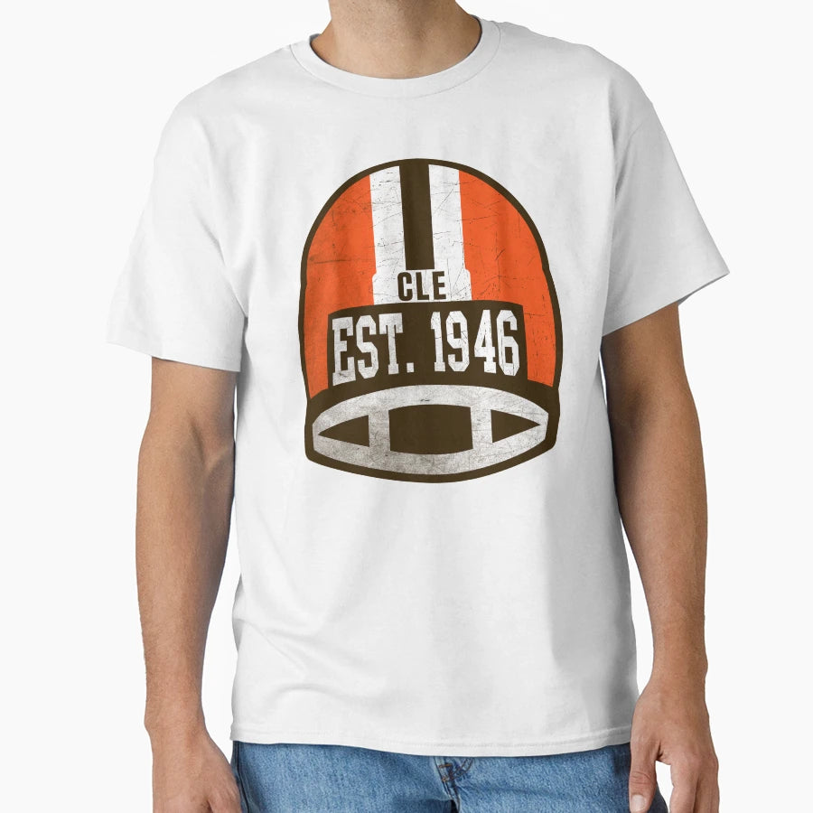 Cleveland Throwback Football Helmet T-Shirt - Fun Novelty Design for Adults - T-Shirt, Sweatshirt, Hoodie