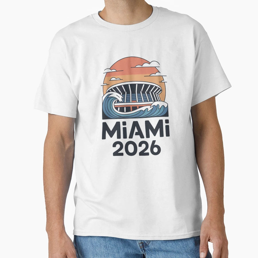 Miami 2026 Ocean Wave Football V10 T-Shirt - Casual Everyday Wear Men Women - T-Shirt, Sweatshirt, Hoodie