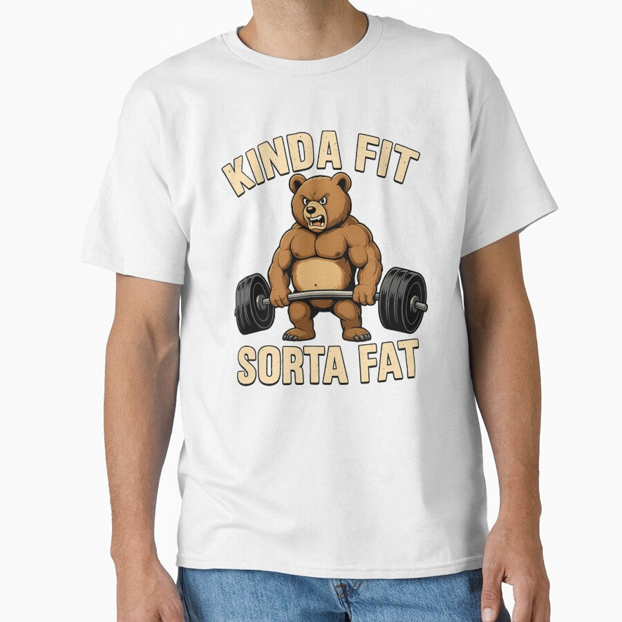 Kinda Fit Sorta Fat Bear Weightlifting Design by - Adult & Kids T-Shirts, Sweatshirts & Hoodies apparel design preview 1
