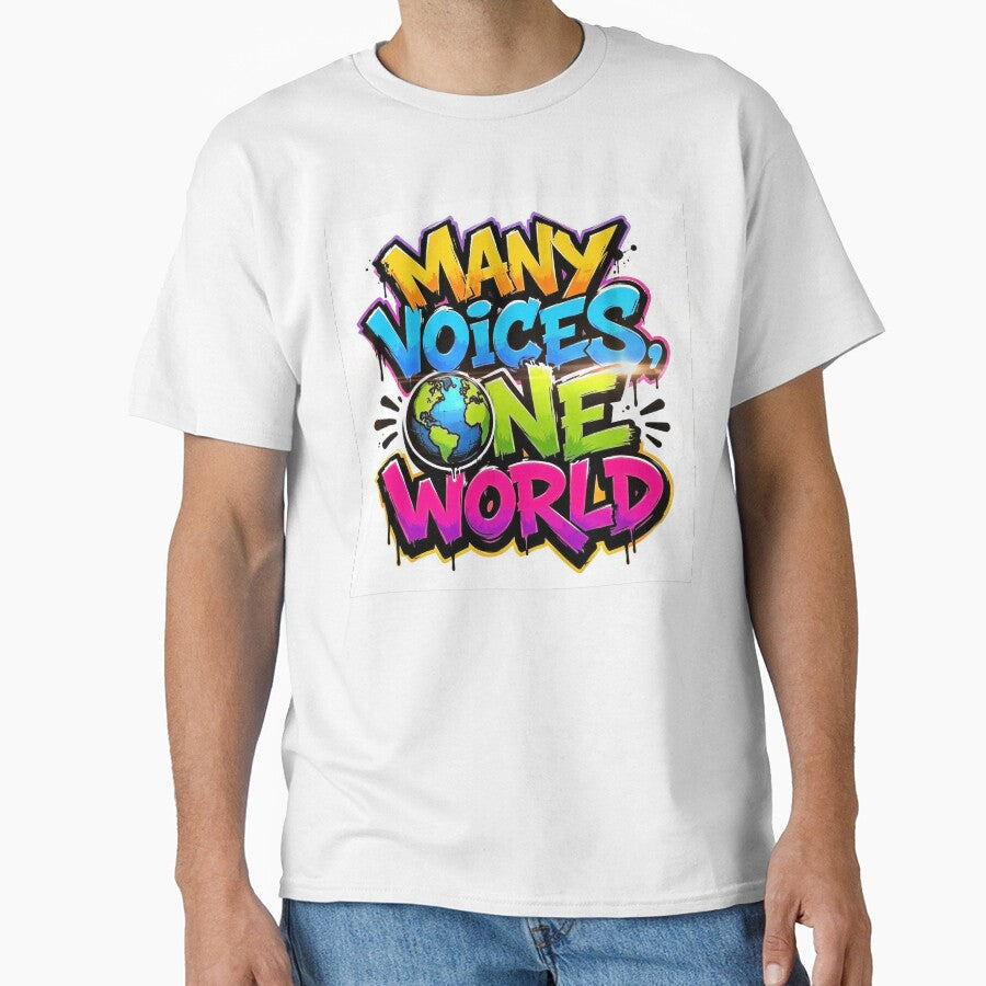 Wall Art Postcard Many Voices, One World by - Adult & Kids T-Shirts, Sweatshirts & Hoodies apparel design preview 1