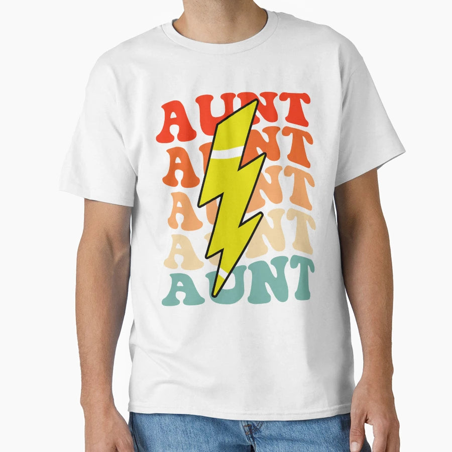 Tennis Aunt Groovy Lightning Bolt Mothers T-Shirt - Trendy Graphic Unisex - T-Shirt, Sweatshirt, Hoodie