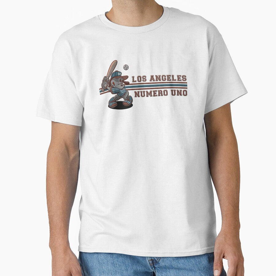 Cool cartoon baseball player puppy los angeles numero - Adult & Kids T-Shirts, Sweatshirts & Hoodies apparel design preview 1