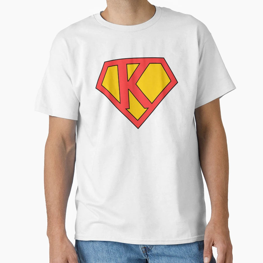 Letter K Super Letter Red And Yellow T-Shirt - Graphic Print Unisex - T-Shirt, Sweatshirt, Hoodie