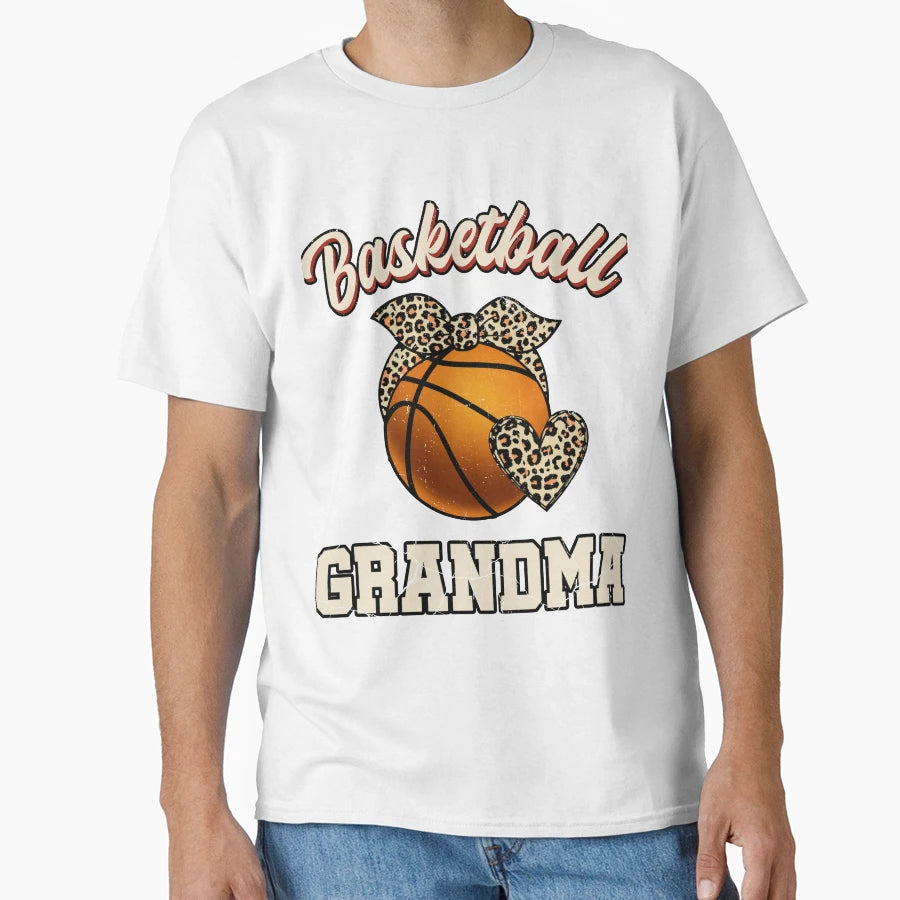 Basketball Grandma Leopard Basketball T-Shirt - Graphic Print Unisex - T-Shirt, Sweatshirt, Hoodie