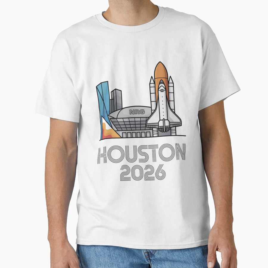 Houston 2026 Space Shuttle Football T-Shirt - Aesthetic Graphic Men Women - T-Shirt, Sweatshirt, Hoodie