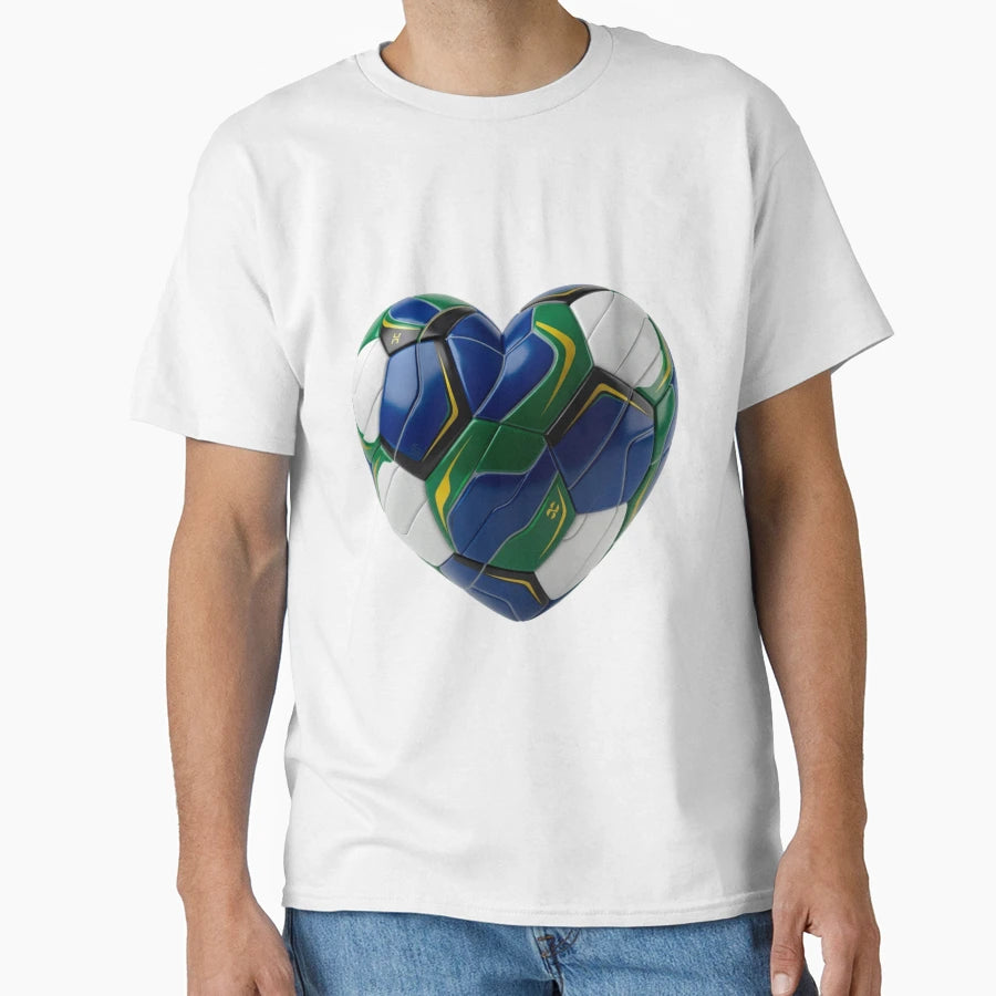 Brazilian Football Heart Samba Soccer T-Shirt - Minimalist Print Unisex - T-Shirt, Sweatshirt, Hoodie